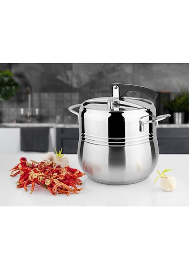 Lines Premium Silver Çelik Düdüklü Tencere Metal Kulp 6 L K.7015 Gümüş