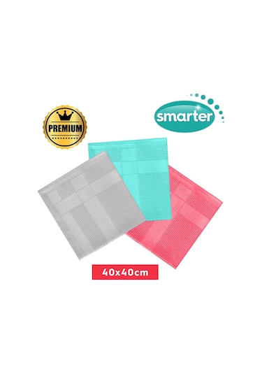 Smarter Premium 3'lü Mikrofiber Temizlik Bezi 40x40 Yeşil