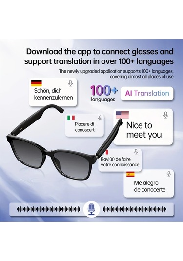 Xuweiwei Turuncu Hd Sesli Aramalı Akıllı Kablosuz Çeviri Gözlük Müzik Kontrollü Açık Kulak Müzik Mavi Işık Filtreli Dış Mekan Gözlük Kulaklık