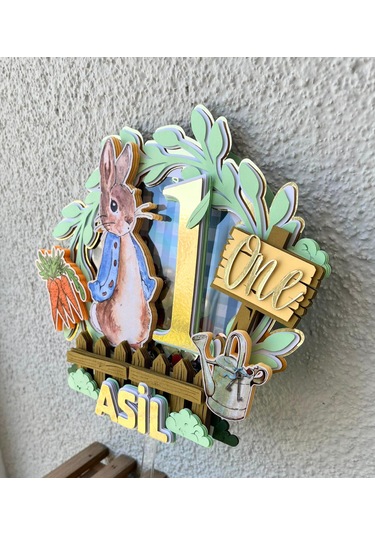 Peter Rabbit Temalı İsme Özel Erkek Çocuk Doğum Günü Pasta Süsü