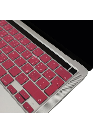Arapça Klavye Macbook Pro Kılıf M1-m2, 13inç Touchbarlı A2338 A2289 A2251 A2141 Uk Enter İle Uyumlu Açık Pembe