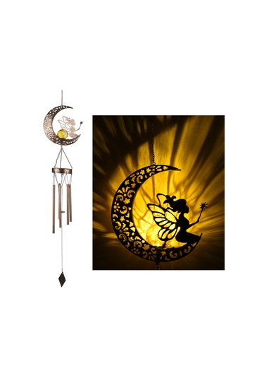 Symbee Güneş Enerjili Bahçe Lambası, Demir Oymalı Peri Ve Ay Desenli Led Çanak Çanak, Ip65 Su Geçirmez Dış Mekan Dekorasyonu Diğer