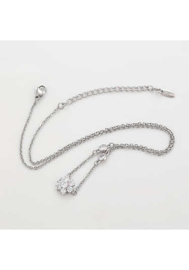 Zirkon Taşlı Kar Tanesi Motifli Platin Kaplama Kadın Kolye Silver