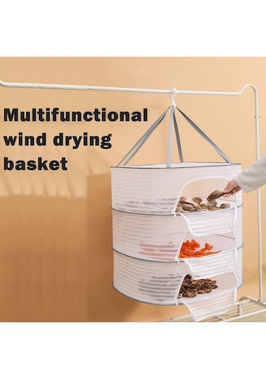 Novahub 3 Katmanlı Asılı Bitki Kurutucu, 3d Net Çamaşır Askısı, Bitki Ve Sebzeler İçin Kurutma Ağı Beyaz