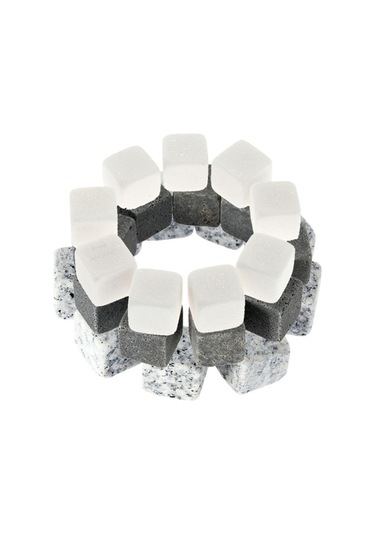 Ulzyvf 9'lu Viski Taşları Seti - Ahşap Kutulu, Kokusuz Granit Soğutma Taşları Gri Gri