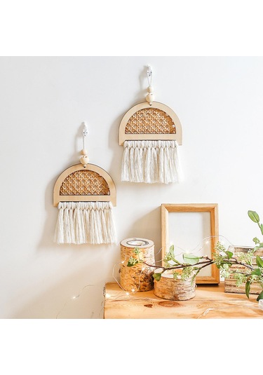 Homyl Kreş Odası Için Püsküllü Bambu Dokuma Duvar Asma Kolye