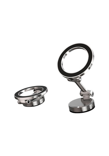 Gajeena Alüminyum Araç Navigasyon Tutucu - 360 Döner Güçlü Manyetik Telefon Tutucu, Evrensel Uyumlu, Araç Gösterge Paneli İçin, Gümüş