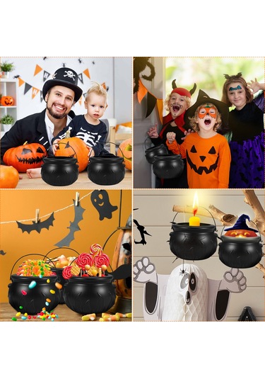 Yunboo 3'lü Demir-pp Halloween Saklama Kovaları, 56.5cm Braket Ve Kanca Seti, Siyah Siyah