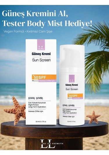 Lau Lau Tone Up Pink Hassas Ciltler için Güneş Kremi SPF50+ 50 ML