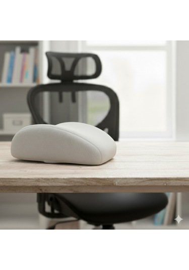 Ergonomik Bel Destek Yastığı Ofis Koltuk Sırt Minderi Nefes Alabilir Hafızalı Sünger Bel Yastığı Gri Gri