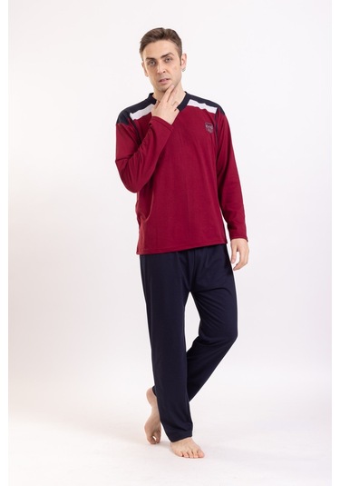 Pemilo Erkek 980 Uzun Kol Süprem Pijama Takımı Bordo Bordo