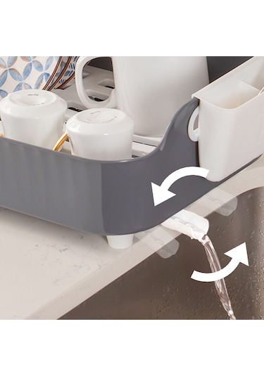 Porsima Akl-060 Gri Lüks Tabaklık Bulaşıklık Su Akıtma Kanallı Gri