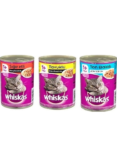 Whiskas 3 Çeşit Karışık Yetişkin Konserve Kedi Maması 24 x 400 G