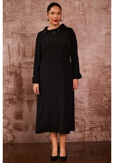 Galaxi Kadın Büyük Beden Dikiş Desenli Tunik 4006 Siyah Siyah