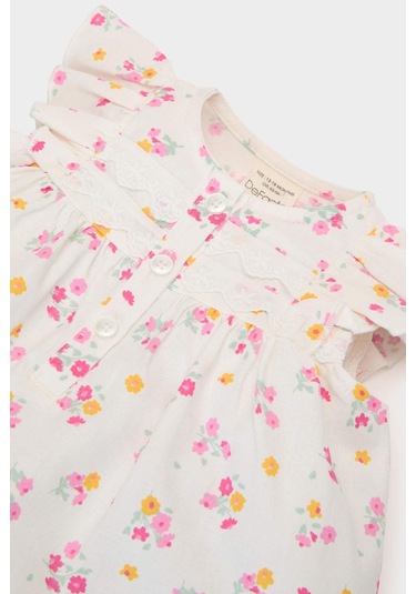 DeFacto Kız Bebek Çiçekli Kısa Kollu Twill Yazlık Elbise E5811A525SMER134