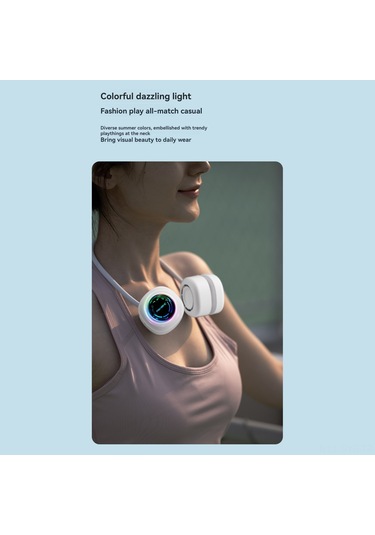 Symbee F19 Leyla Mavi Boyunbağı Usb Fan - Sessiz, 3 Vites, 1800mah Pil, 5 Saat Kullanim Süresi, Taşınabilir Turbin Tipi Mini Fan