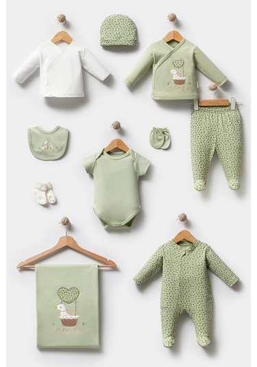 Bebitof Uçan Ördek 10parça Pamuklu Hastane Çıkışı Yeşil