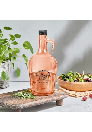 Selka Home - Mary 1500 Ml Desenli Cam Galon Yağdanlık