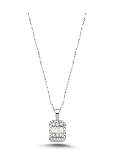 0,35 Karat Pırlantalı Baget Kolye