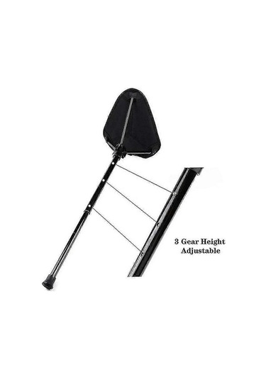 Bloomnest Katlanır Yürüyüş Bastonu, Üçayak Tabure, Ayarlanabilir Yükseklik, Taşınabilir Kamp Sandalyesi, Alüminyum Alaşım, Oxford Kumaş, 125 Kg Dayanıklılık, Altın - Siyah Altın - Siyah