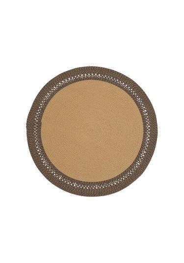 Cool Halı Luke 872 Siyah Yuvarlak Halı Bohem Örgü Hasır Kilim Dekoratif Mutfak Balkon Banyo Halısı