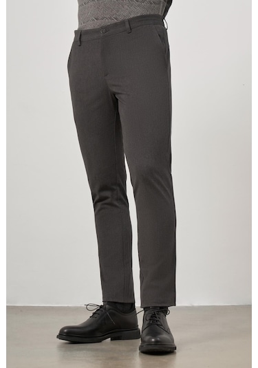 Koyu Antrasit Düz Gabardin Slim Fit Casual Pantolon 1003245102 Koyu Antrasit