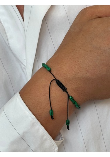 14 Ayar Altın Burgu Altın Detaylı Doğal Malahit Taşlı Tasarım Altın Bileklik Altın