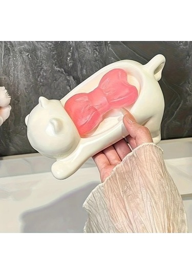 Trendooze Sevimli Kedi Şeklinde Otomatik Drenajlı Kendi Kendini Temizleyen Banyo Kutusu Beyaz Gaojunshop01 Beyaz