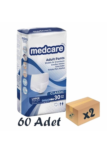 Medcare Classic Emici Külot Yetişkin Hasta Bezi L 2 x 30'lu