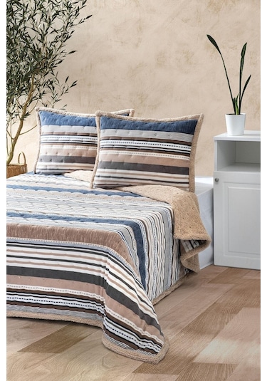 Merinos Allday Çift Kişilik Yatak Örtüsü Seti Bona Mavi