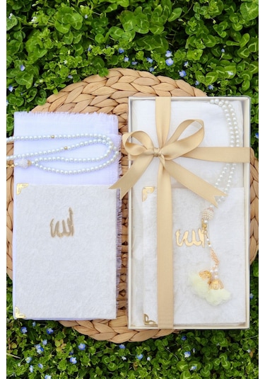 20 Adet Eşarplı Yasin Hediyelik Mevlid Seti Y201 Beyaz Standart