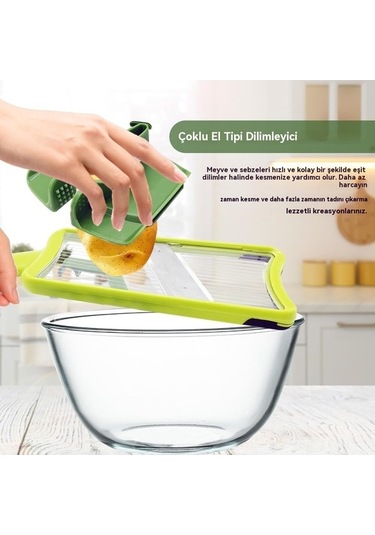 Createtech Çok Elli Ayarlanabilir Paslanmaz Çelik Mandolin Dilimleyici Konforlu Kavrama İle Meyve Sebzeye Hızlı Dilimleyici Rende Diğer Diğer