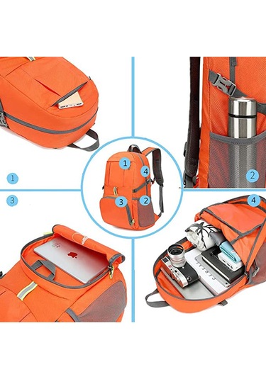 Sırt Çantası, Katlanabilir, Suya Dayanıklı, Hafif Günlük Sırt Çantası, Seyahat İçin Katlanabilir Sırt Çantası, Turuncu Diğer