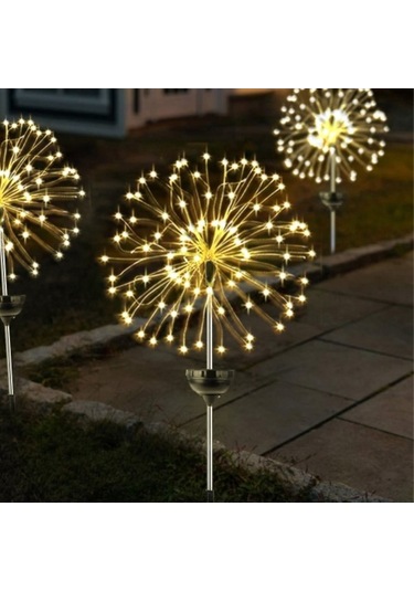 Ebitda Güneş Enerjili Led Park Işıkları - Yuvarlak 2 Modlu Beyaz Işık - Dış Mekan Manzara Noktaları Işıkları