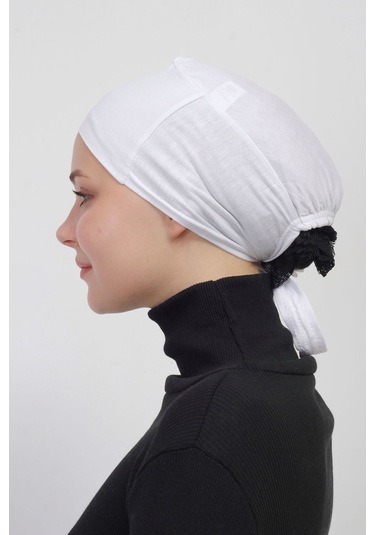 Pratik Dikişsiz Bağlamalı Kaymayan Tesettür Bone Ekru