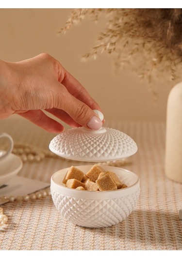 Dolana Beyaz Cam Kapaklı Şekerlik 150 Ml 394017903 Beyaz