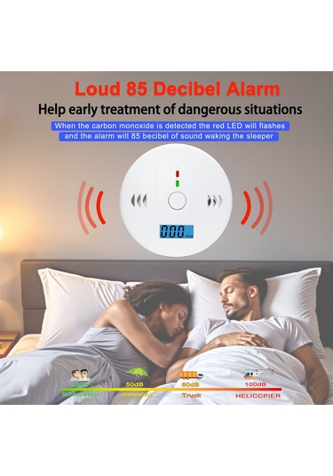 Kosona Karbon Monoksit Alarmı: Sesli Ve Işıklı Uyarı, Düşük Pil Bildirimi, 3 Adet, Kurulum Kolay, Taşınabilir
