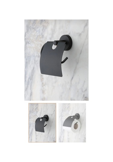 İsaoğlu Yapı Siyah Tuvalet Kağıtlığı Mat Siyah Banyo Kağıtlık Pirinç Malzeme Paslanmaz Siyah Aksesuar Siyah