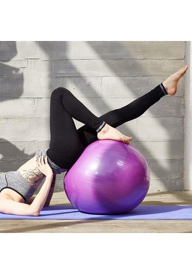 65 CM Pilates Topu Büyük Boy Kalın Yoga Pilates Top-Pompa Mavi