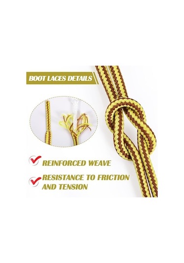 120 Cm Koyukahve+sarı Renkli Extra Kalın, Fitilli Bot Bağcığı