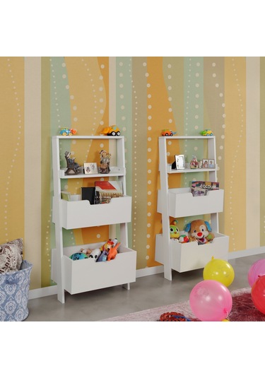 Pasifichome Only Oyuncak Montessori Beyaz Kitaplık Çiftli