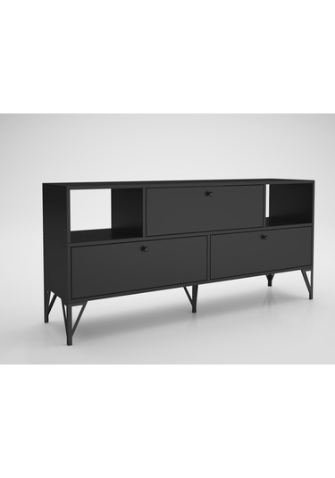 Wood'n Love Mia 160 Cm Metal Ayaklı Tv Ünitesi - Konsol - Siyah /