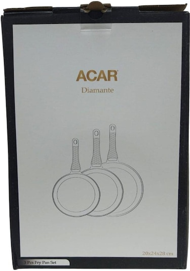 Acar Diamante 3 Lü Döküm Granit Tava Seti Siyah Siyah