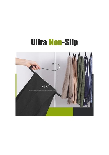 Tongdashop 20 Paket Siyah Z Tipi Metal Pantolon Askısı Pas Önleyici Maksimum Alan Tasarrufu siyah
