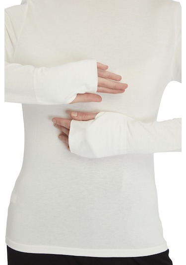 Kadın Organik Parmak Geçmeli Balıkçı Yakalı Body Ekru