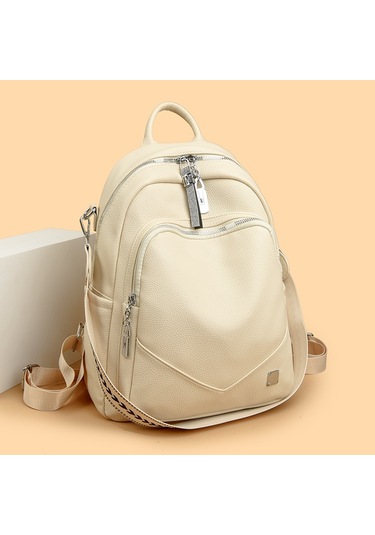 Yeni Pu Sırt Çantası Modaya Uygun Basit Stil Büyük Kapasiteli Şık Kadın Sırt Çantasısiyah Diğer