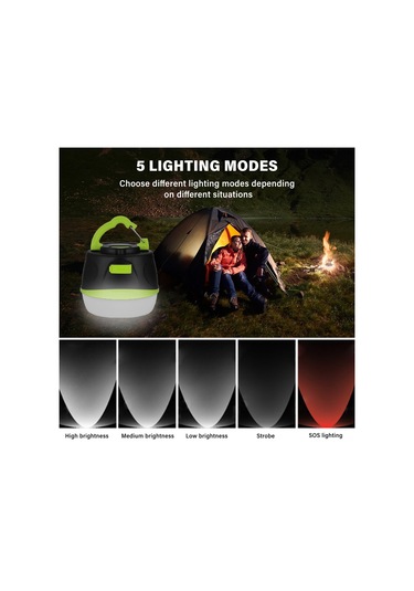 Tenfowee Yeşil Dış Mekan Kamp Lambası, 5 Aydınlatma Modu, Ip65 Su Geçirmez, Manyetik Ve Kanca Özelliği, İçinji Ve Acil Durum Işığı Yeşil