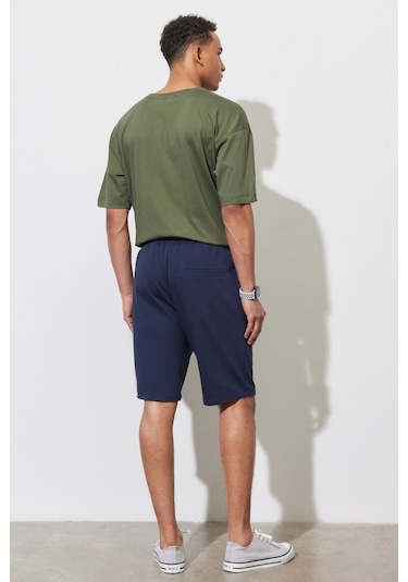 Ac&Co / Altınyıldız Classics Erkek Lacı Standart Fit Normal Kesim Pamuklu Cepli Esnek Örme Şort Lacivert