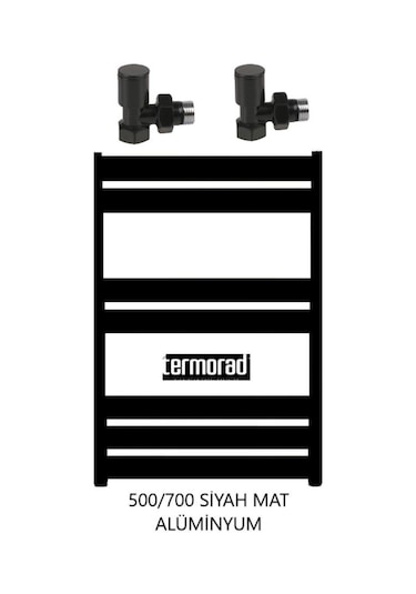 Mat Siyah Alüminyum Havlupan 50 x 70 Cm Termorad Petsa Slim +2 Adet N11.89