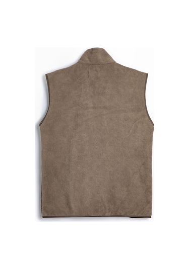 Koton Peluş Yelek Fermuarlı Kanguru Cep Detaylı Dik Yaka Kahverengi 4Wam30007Mk 4Wam30007Mk532